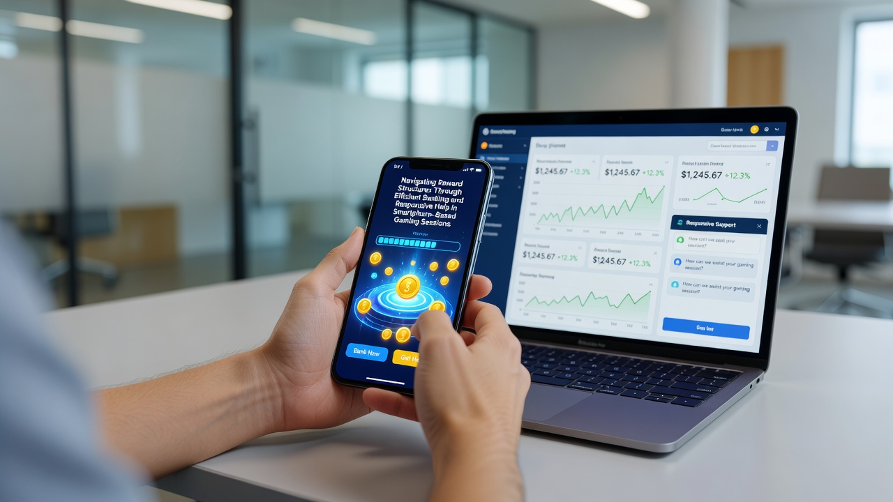 Smartphone mit Casino-App zeigt Belohnungsfortschritt und Zahlungsoptionen während einer Gaming-Session