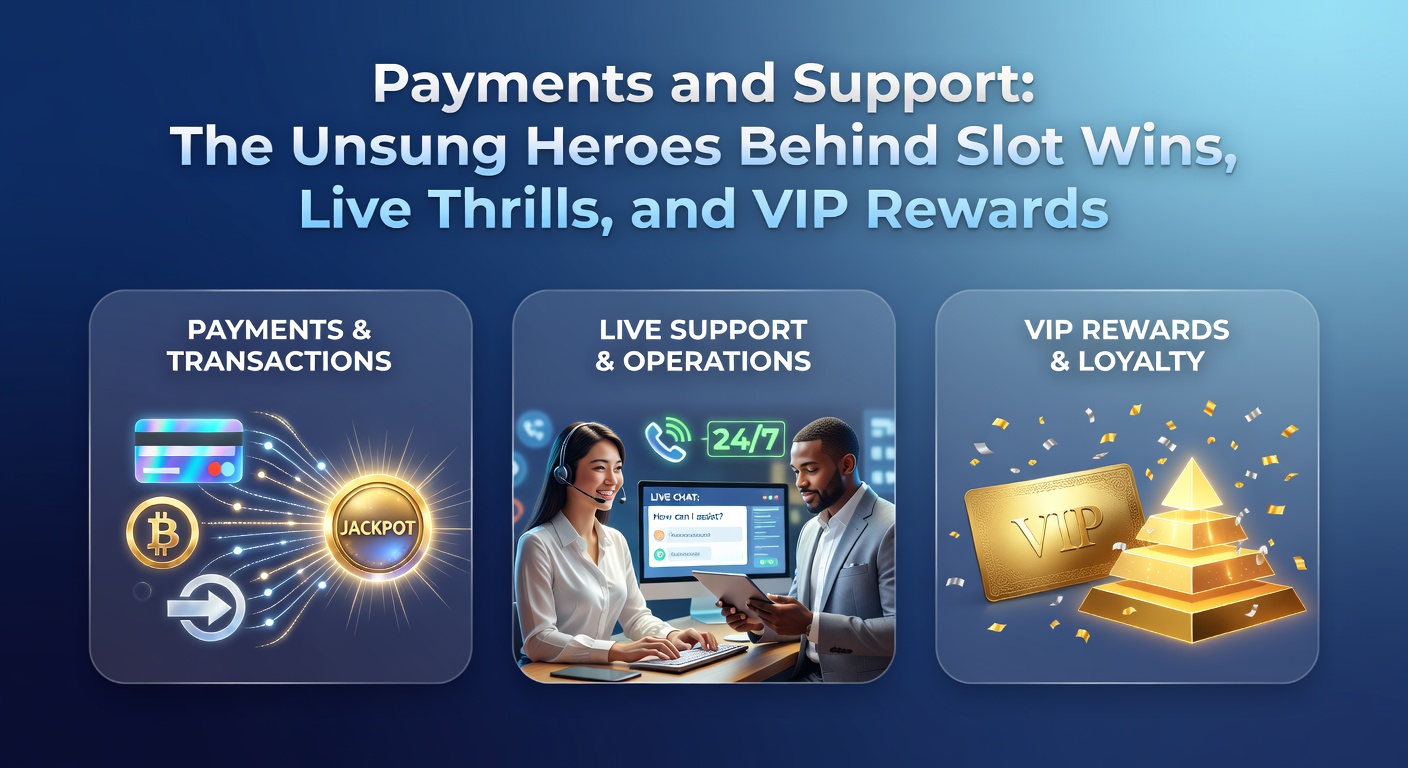 Moderne Zahlungssysteme und Support-Teams im Online-Casino-Kontext, die nahtlos Slots, Live-Spiele und VIP-Programme verbinden