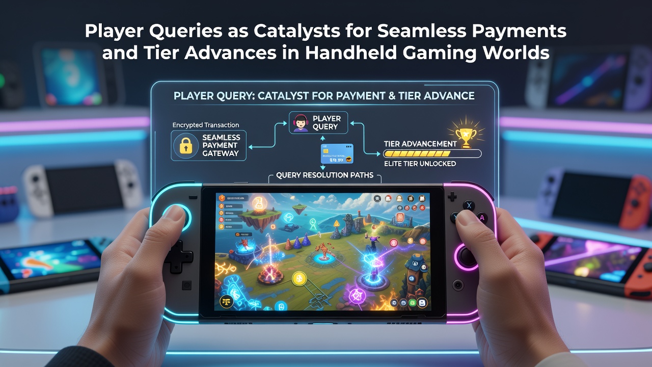 Mobile Gaming Szene mit Spielern die Zahlungen und Fortschritte in Handheld-Games managen